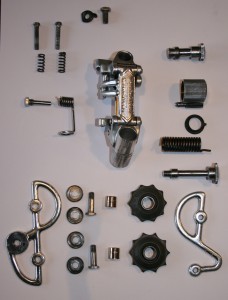Disassembled and cleaned Campagnolo derailleur